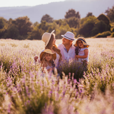 provence urlaub Familie im Lavendelfeld