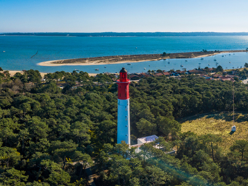 Leuchtturm am Cap Ferret mit Blick auf das Bassin d’Arcachon
